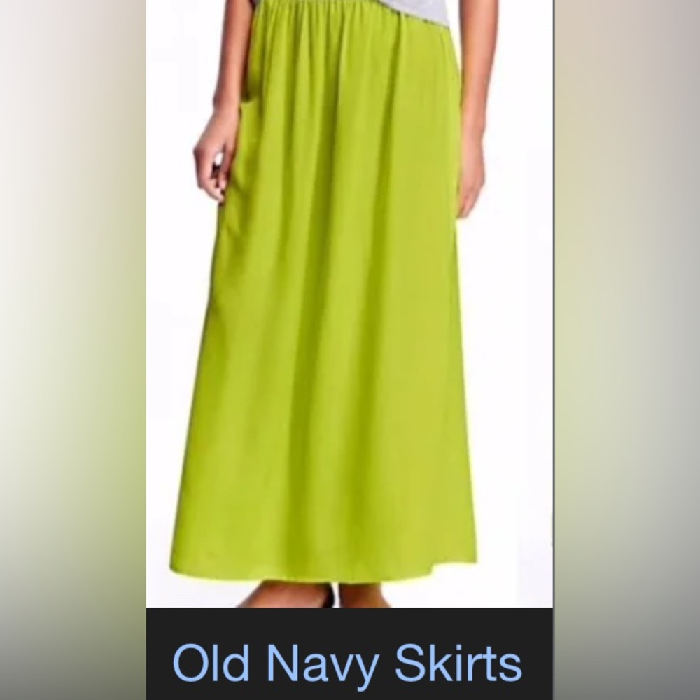 Old Navy Yellow Green Midi A-line Skirt Casual